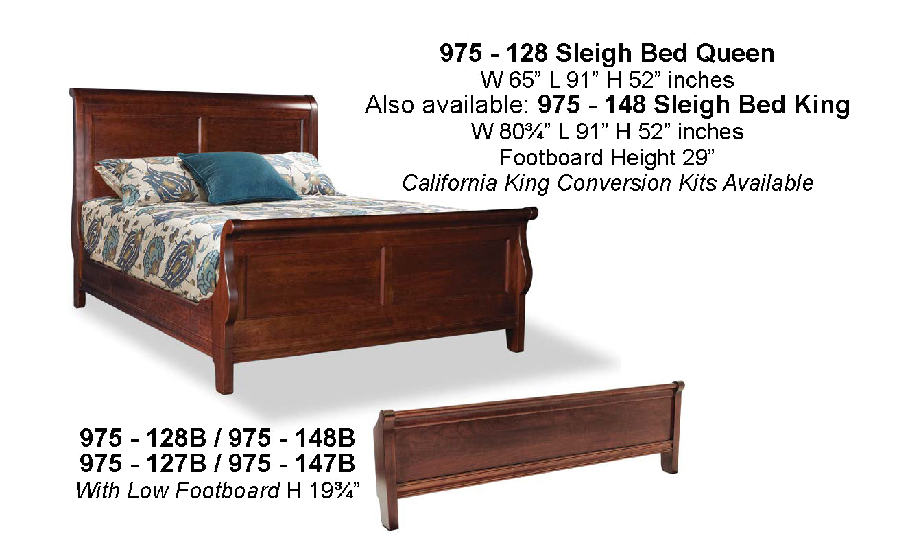 Queen Sleigh Bed W/Low Footboard