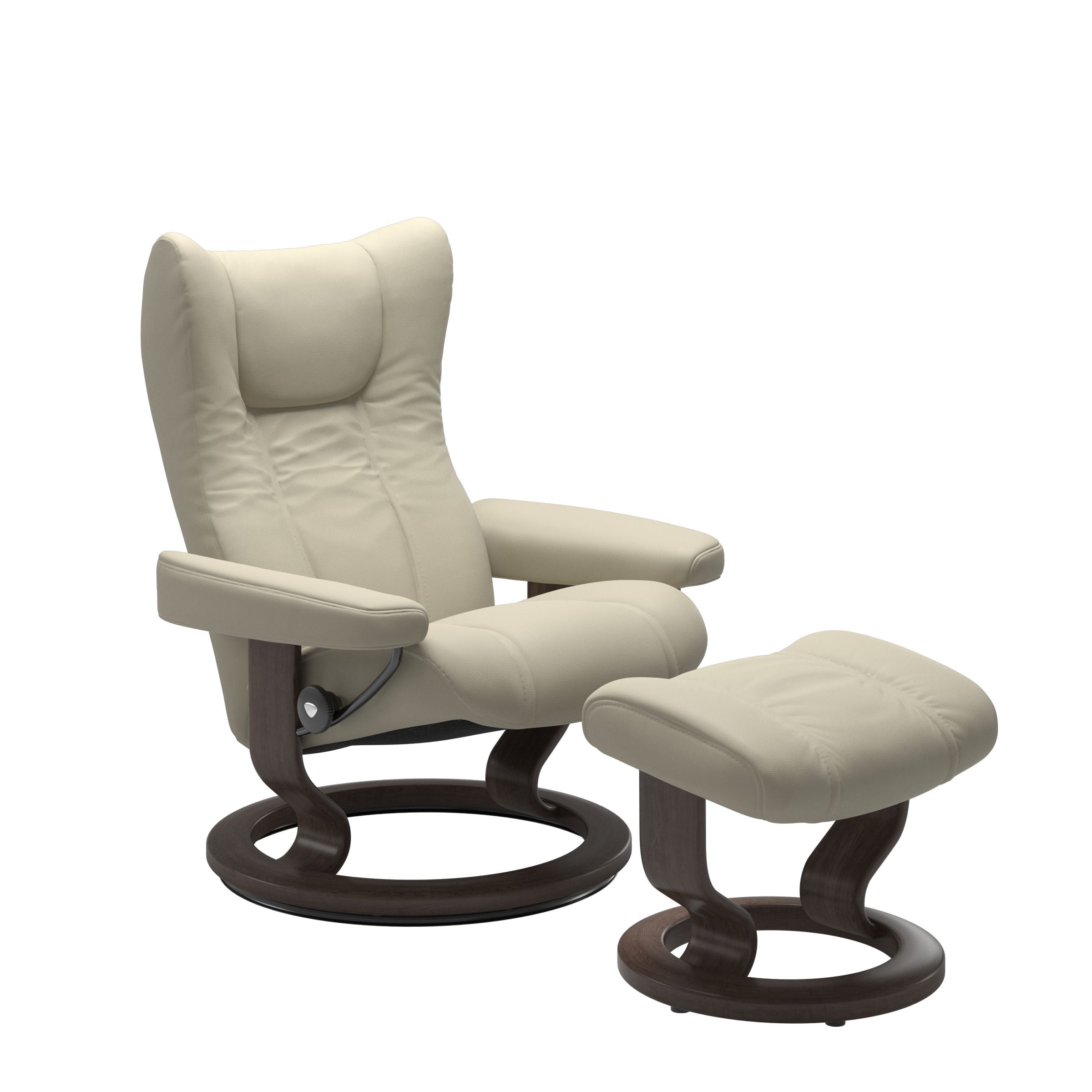 Stressless® Wing (M) Classic Base Recliner with Ottoman