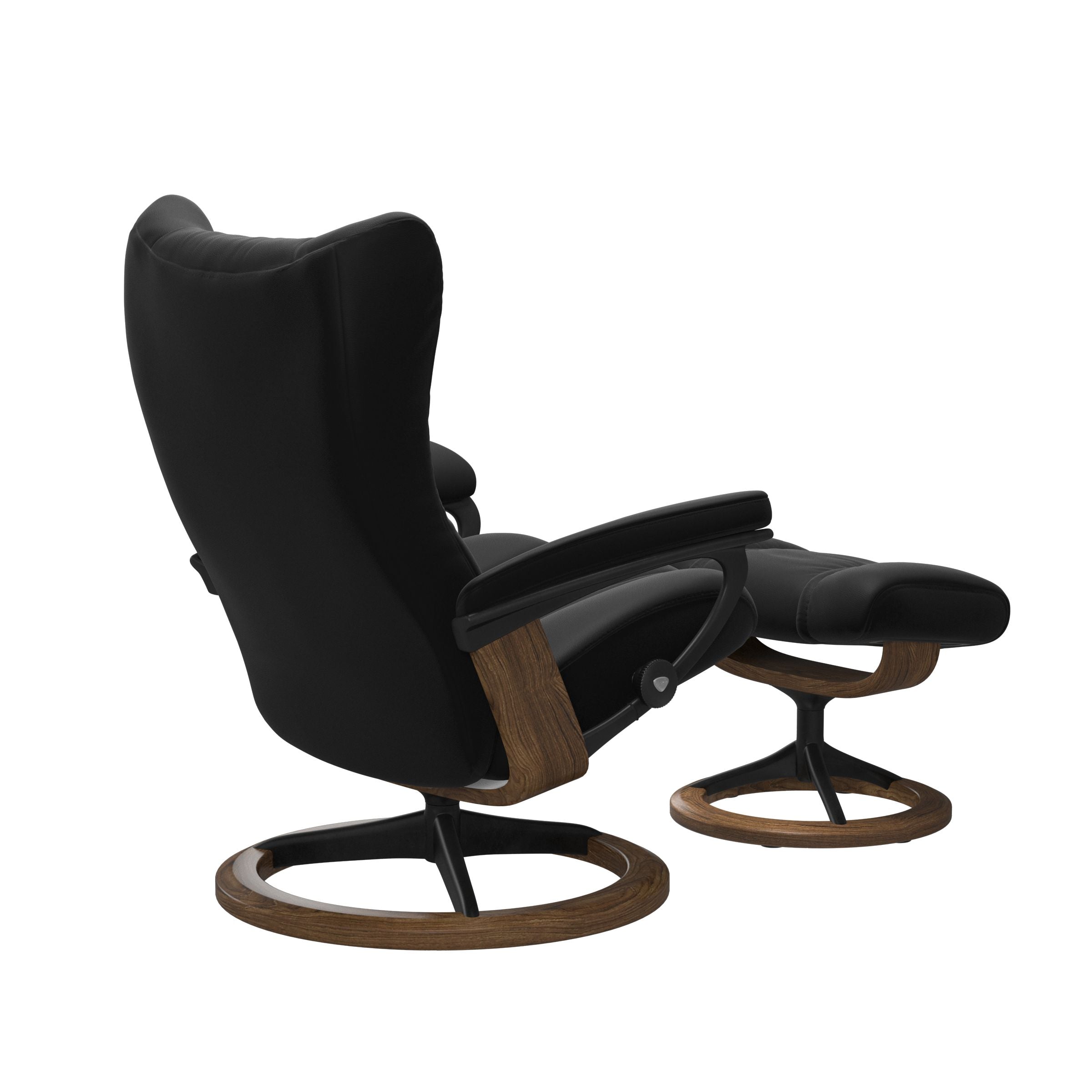 Stressless® Wing (M) Signature Base Recliner with Ottoman