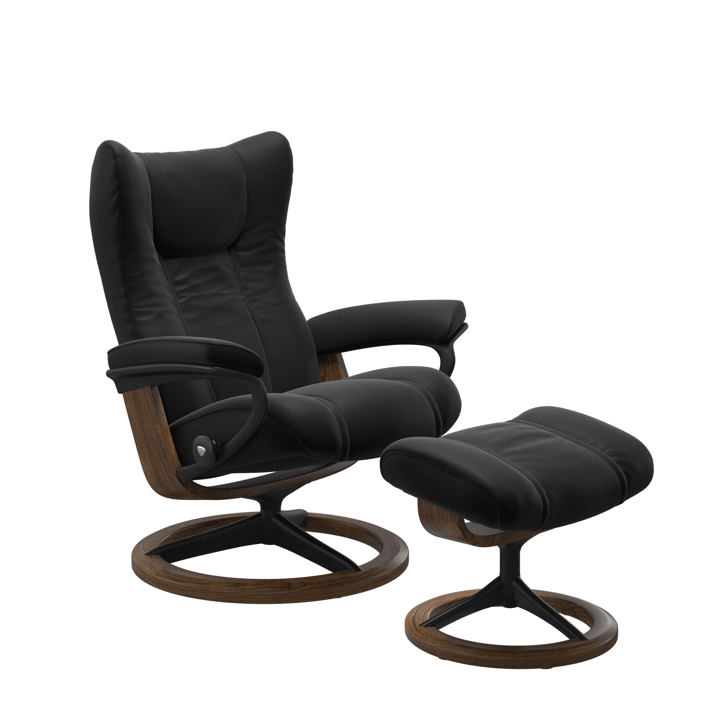 Stressless® Wing (M) Signature Base Recliner with Ottoman